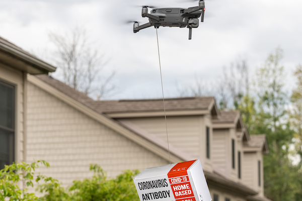 drone delivering covid test
